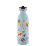 24Bottles Urban Drikkeflaske Barn 500 ml Sweet Friends lyseblå i rustfritt stål, sett forfra med lokket lukket
