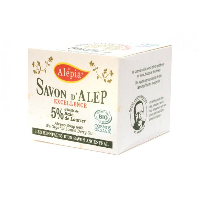 Alépia – Excellence Aleppo Såpe – 5% Laurbærolje – Økologisk – 190g - Suztain.no  Suztain.no