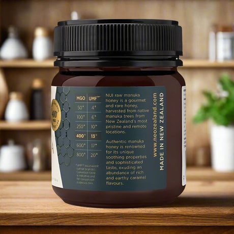 NUI Ekte Manuka Honning MGO 400+ – 250g - Suztain.no 