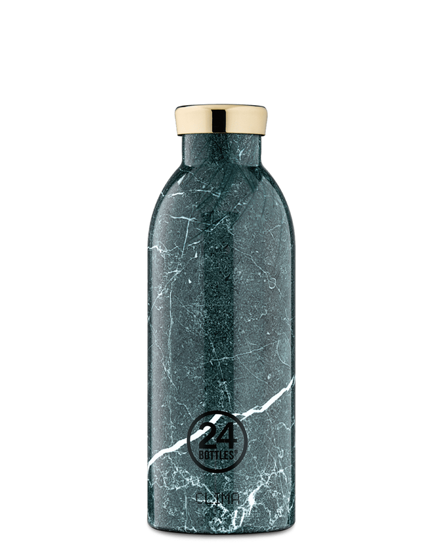 24Bottles Clima Drikkeflaske 500 ml - Green Marble sett forfra på hvit bakgrunn Suztain.no