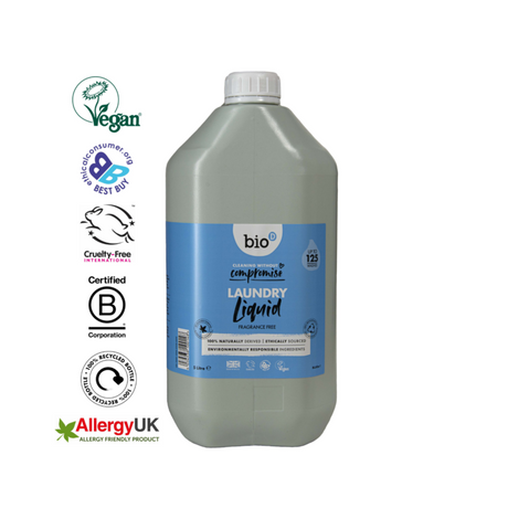 BIO-D Flytende vaskemiddel - Uparfymert - 5 liter - Suztain.no