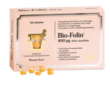 Pharma Nord Bio-Folin 400 µg, eske med 180 tabletter og gule tabletter foran