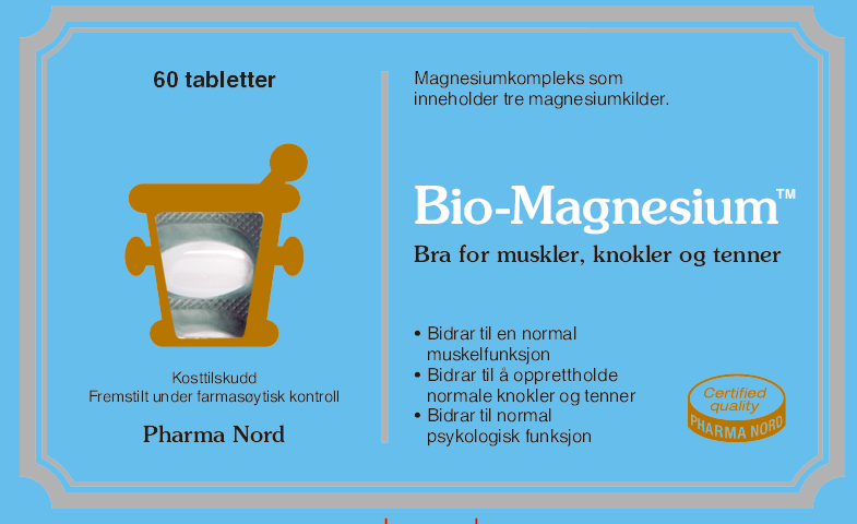 Pharma Nord Bio-Magnesium, forside av blå eske med 60 tabletter