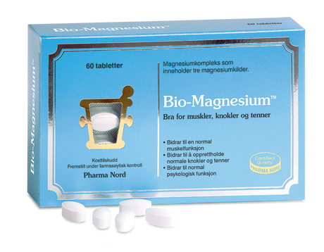 Pharma Nord Bio-Magnesium, eske med 60 tabletter og hvite tabletter foran