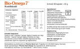Pharma Nord Bio-Omega 7, bakside av esken med 60 kapsler og innholdsfortegnelse