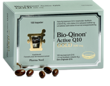 Pharma Nord Bio-Qinon Active Q10 Gold 100 mg, eske med 150 kapsler og brune Q10-kapsler foran
