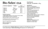 Pharma Nord Bio-Selen+Zink, bakside av esken med 90 tabletter og innholdsfortegnelse