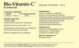 Pharma Nord Bio-Vitamin-C 750 mg, bakside av esken med 150 tabletter og innholdsfortegnelse