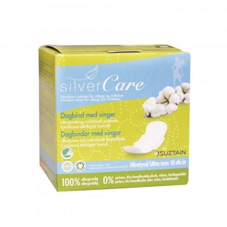 Silvercare by Suztain - Dagbind med vinger - 10 stk - Ultra Tynd - Suztain.no 