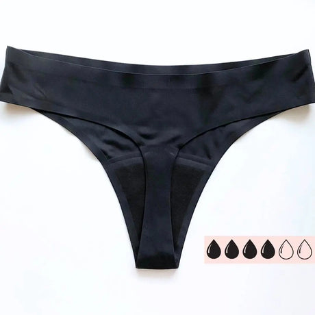 Bilde av Comfydence Butterfly Menstruse – Heavy Flow i svart thong for kraftig mens. Gjenbrukbar, absorberende design med behagelig passform for en trygg, lekkasjefri hverdag
