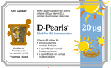 Pharma Nord D-Pearls 20 µg, forside av blå eske med 120 kapsler