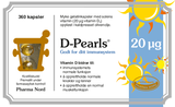 Pharma Nord D-Pearls 20 µg, forside av blå eske med 360 kapsler