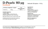 Pharma Nord D-Pearls 80 µg, bakside av esken med 80 kapsler og innholdsfortegnelse
