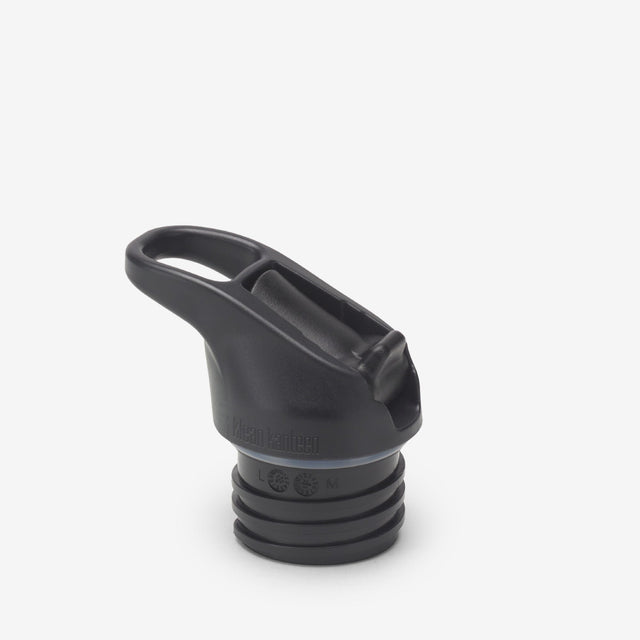 Klean Kanteen Classic Flip Seal Sport Cap uten sugerør i svart, sett fra siden Suztain.no