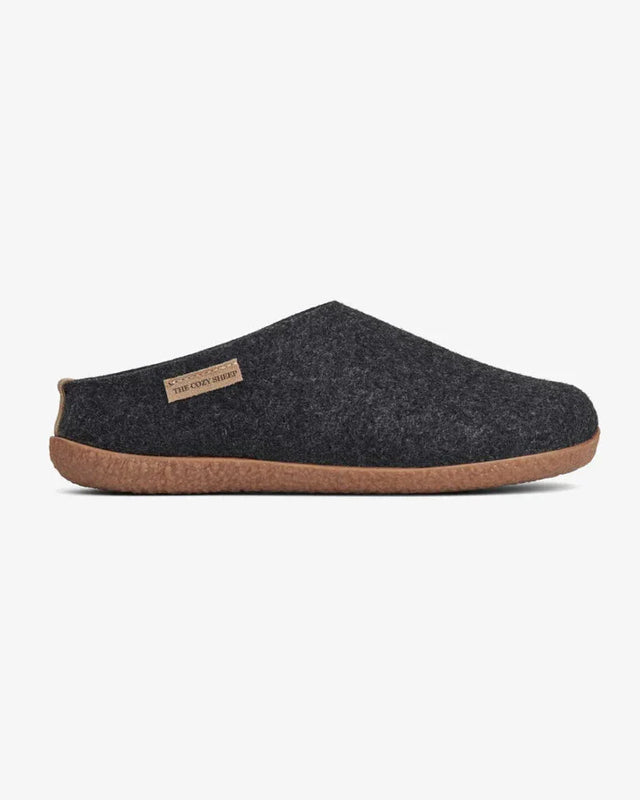 The Cozy Sheep Tøffel med gummisål – Mørkegrå Suztain.no