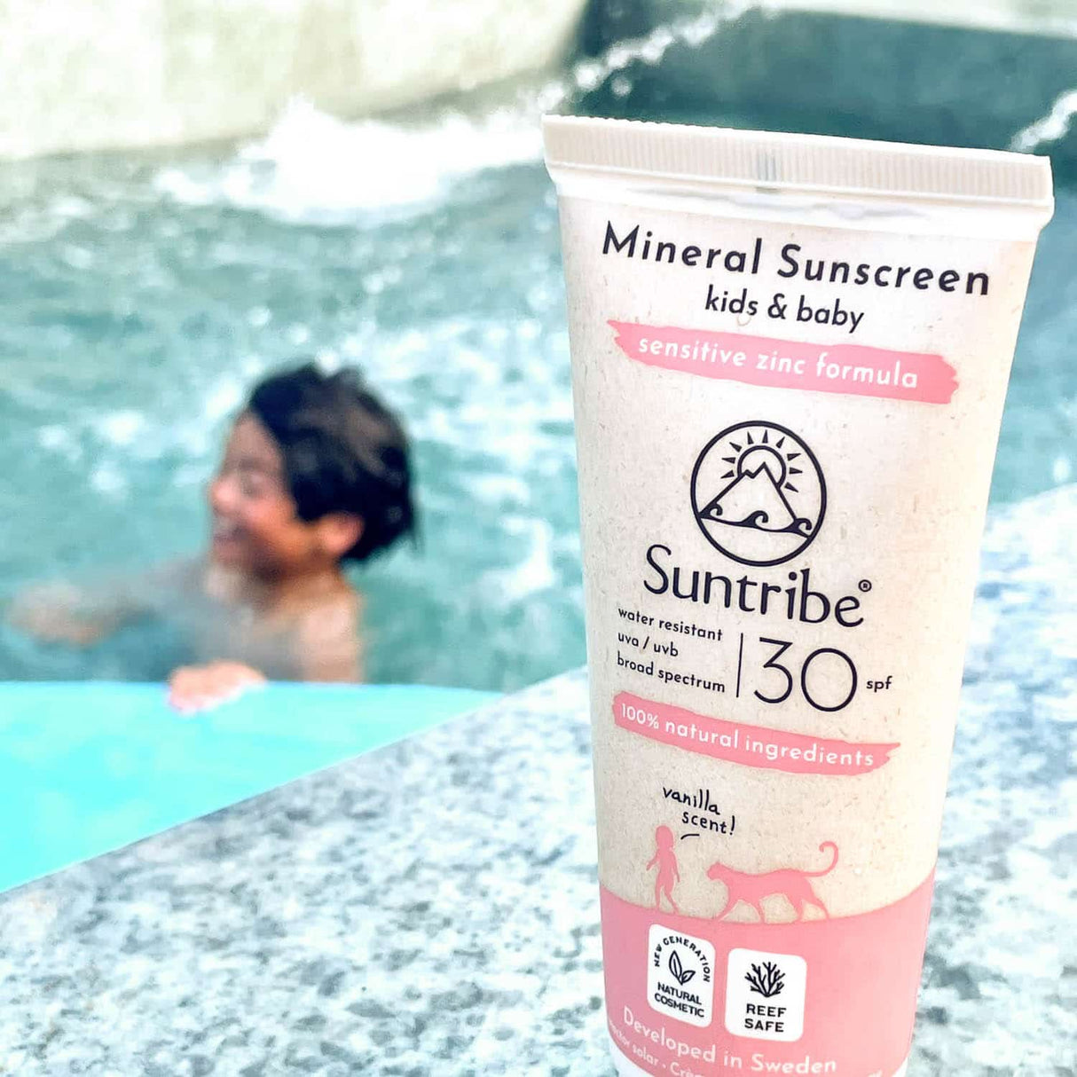 Suntribe All Natural Mineral Børn & Baby Solcreme SPF 30, 100 ml - Suztain.no 