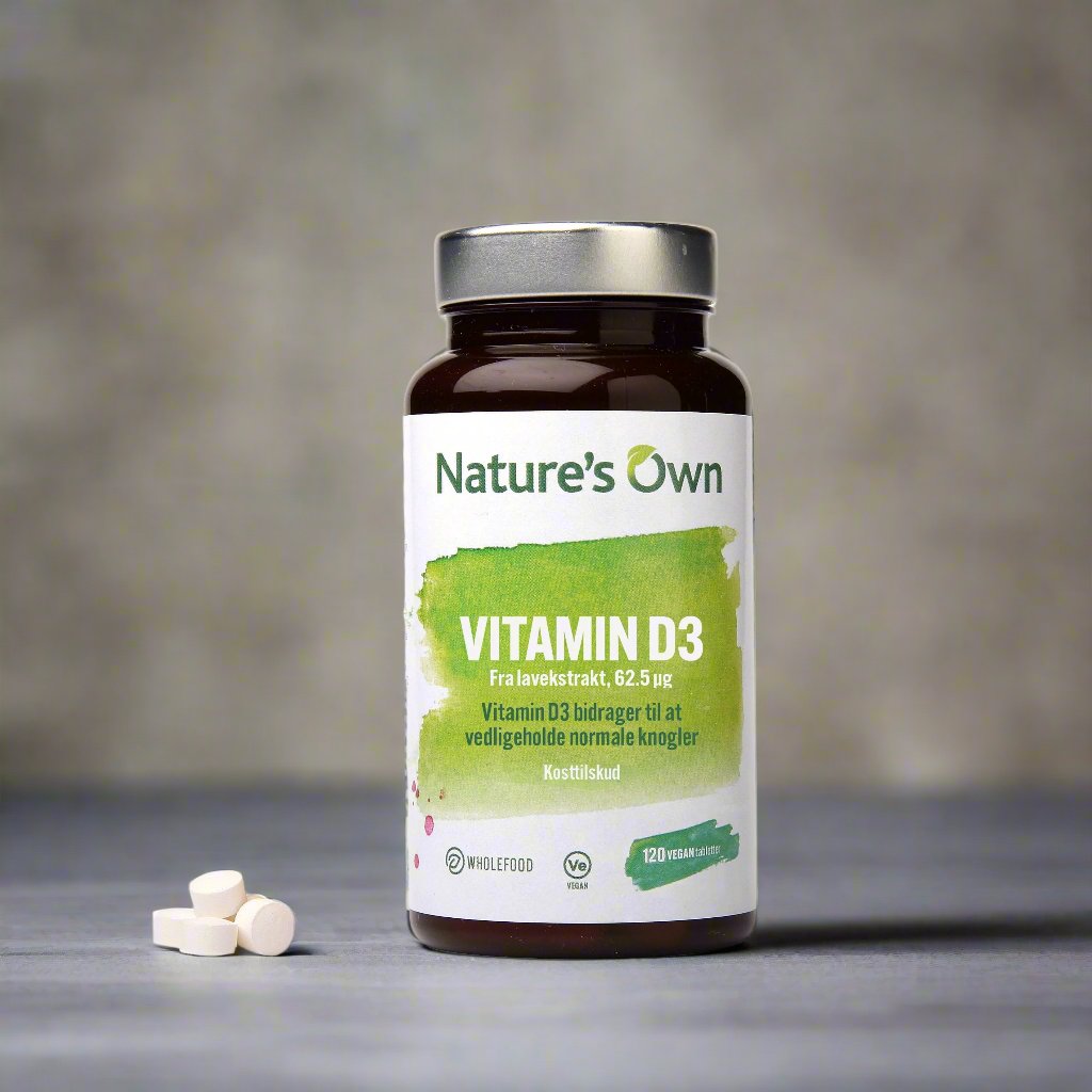 Nature's Own Vitamin D3 – Vegansk Vitamin D fra Lav – 120 Tabletter - Suztain.no 