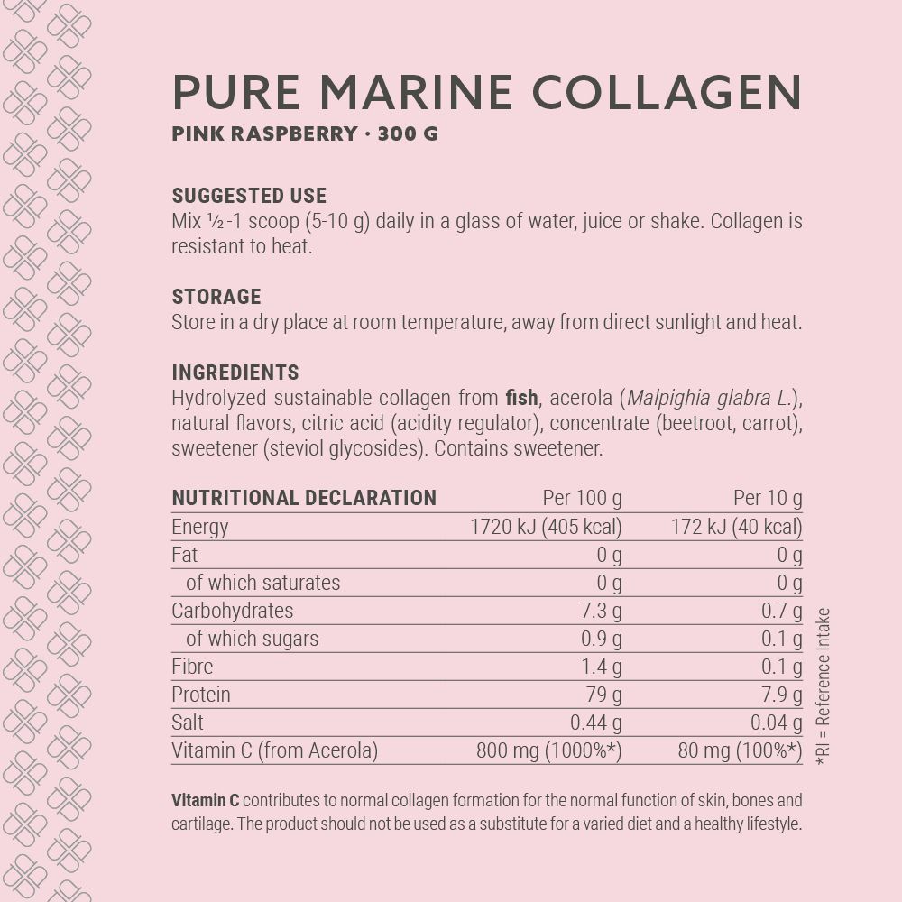 Plent Marine Collagen Bringebær - 300 g - Suztain.no 