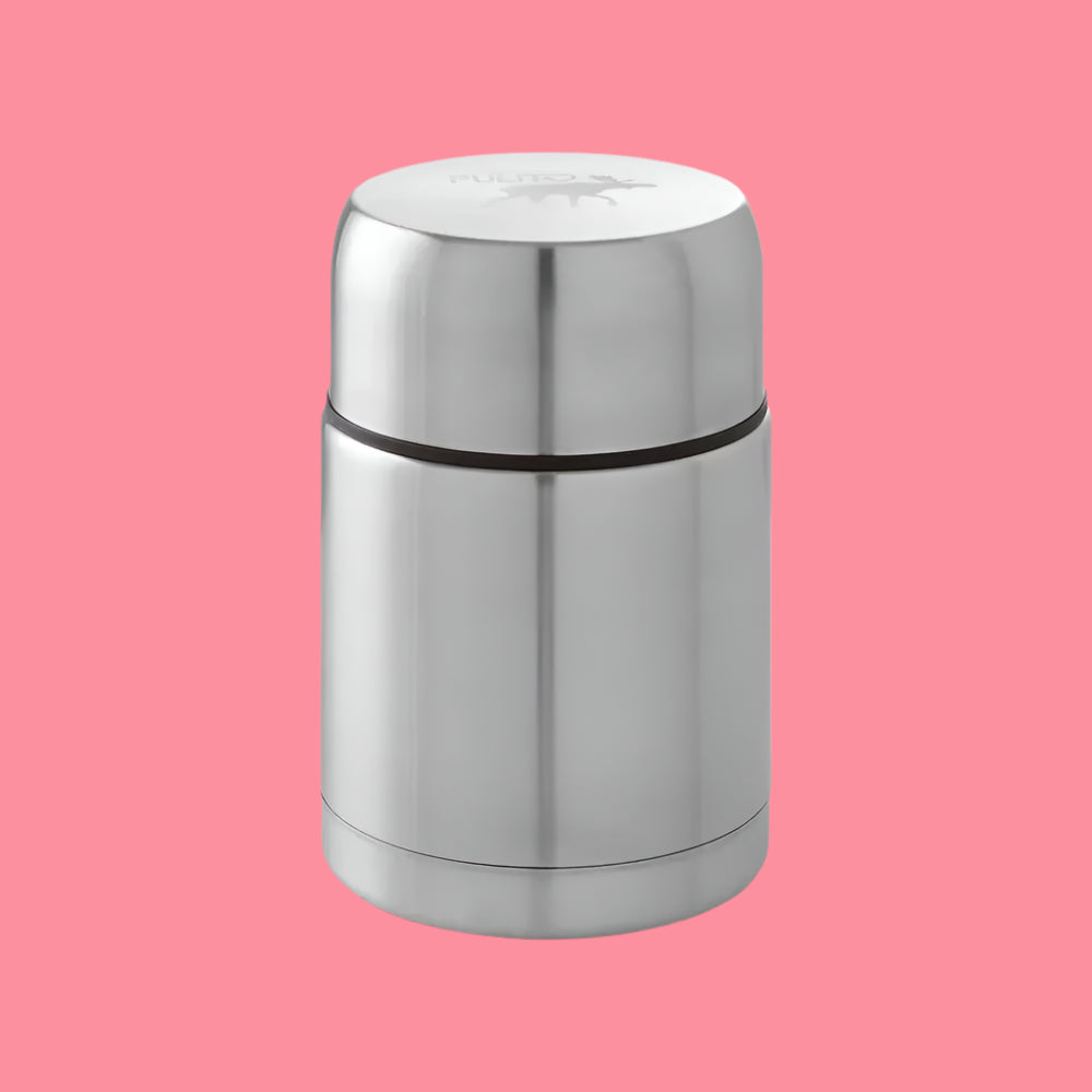 Pulito PureThermoBottle Classic er en 750 ml termo matboks i rustfritt stål. Flasken har vakuumisolering for å opprettholde matens temperatur i timevis, er fri for BPA og plast, og har et skrulokk med silikontetning for sikker lukking.