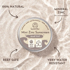Suntribe Organic Mineral Face & Sport Mini Zinc Sunscreens SPF 50 - Mud Tint Suztain.no