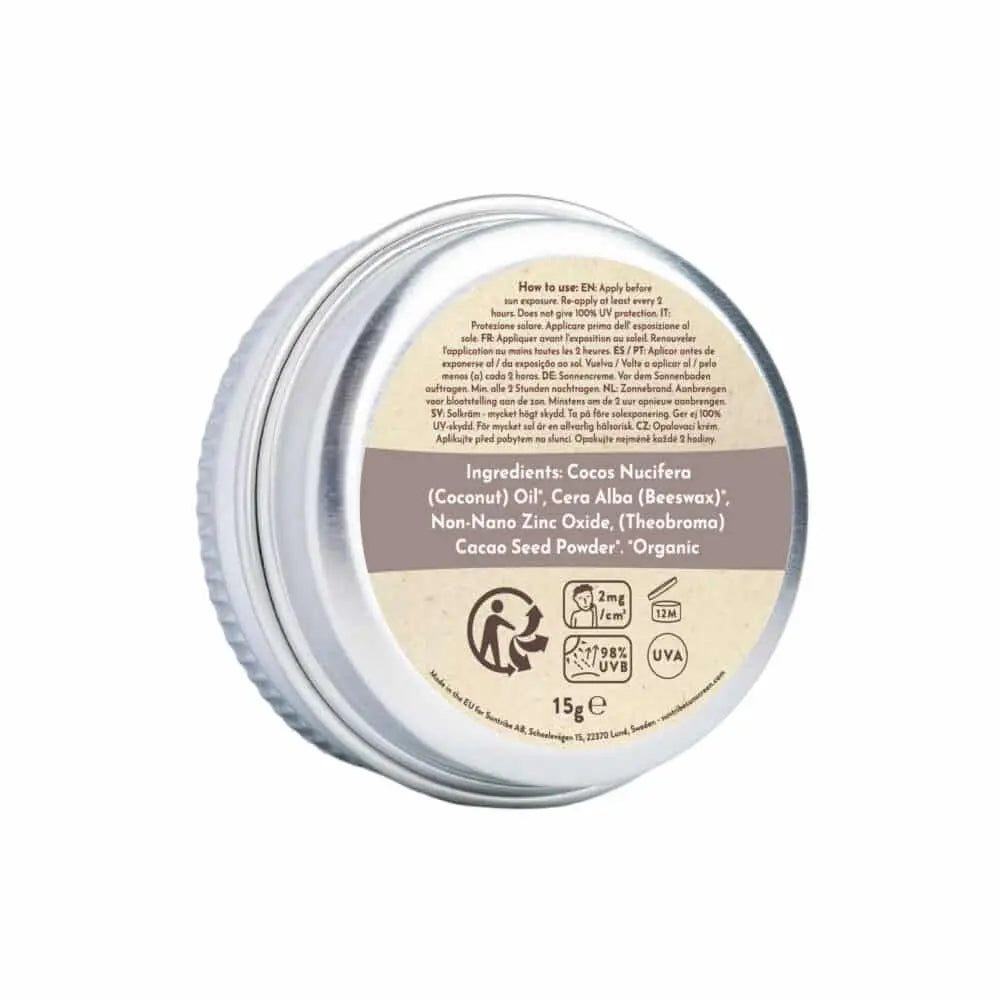 Suntribe Naturlig Ansigts & Sport Mini Solcreme SPF 50 - Mud Tint - Suztain.no 