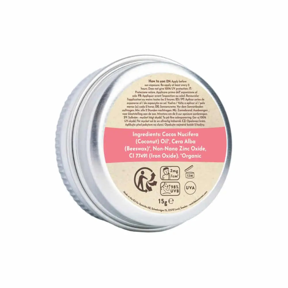 Suntribe Naturlig Ansigts & Sport Mini Solcreme SPF 50 - Pretty Pink - Suztain.no 