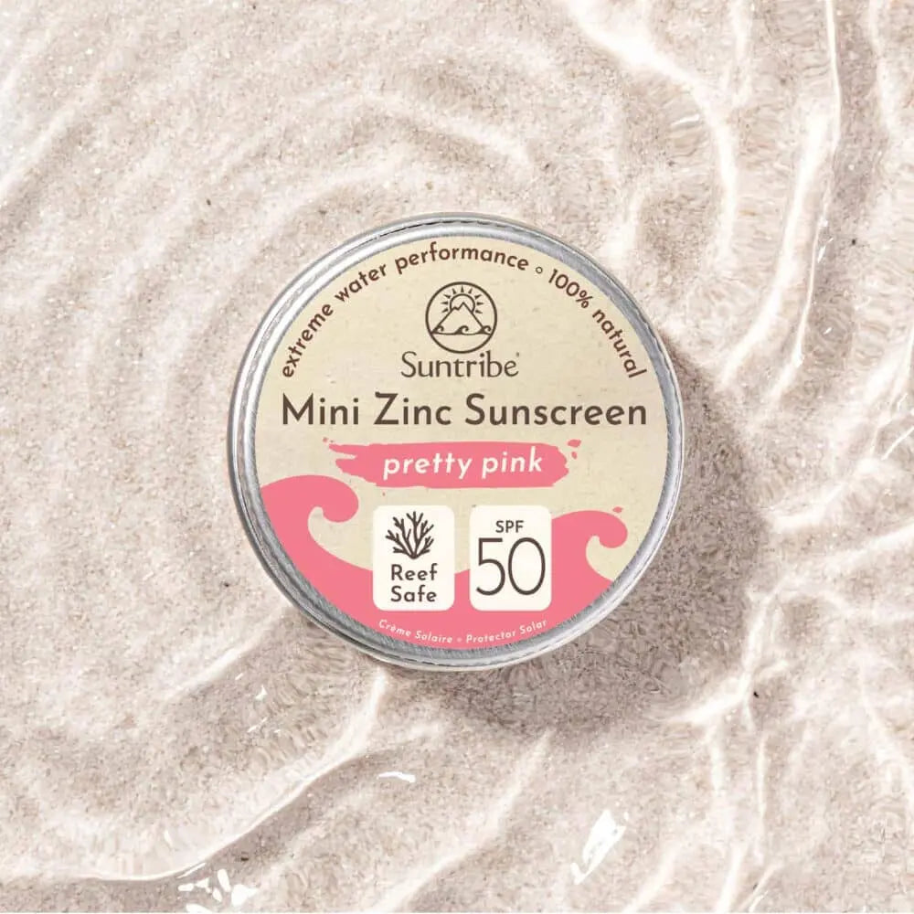 Suntribe Naturlig Ansigts & Sport Mini Solcreme SPF 50 - Pretty Pink - Suztain.no 