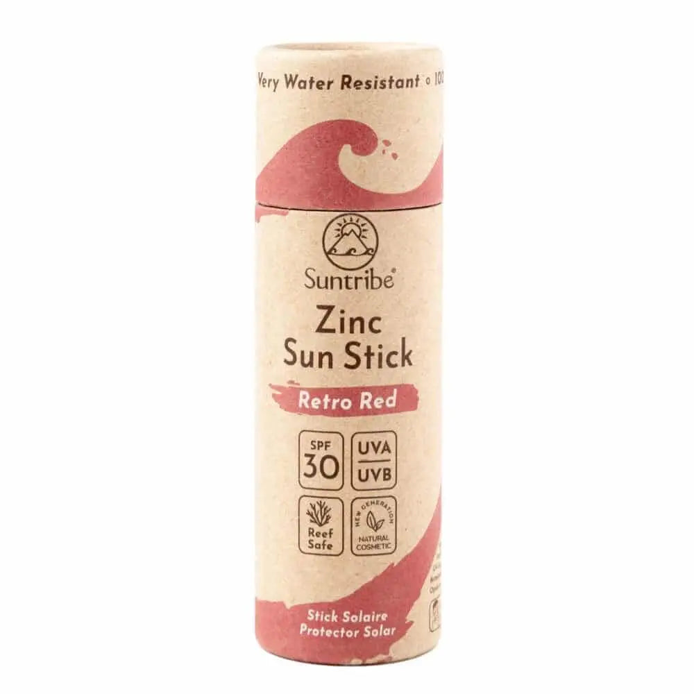 Suntribe Natural Mineral Zinc Sun Stick SPF 30 - Retro Red - Suztain.no 