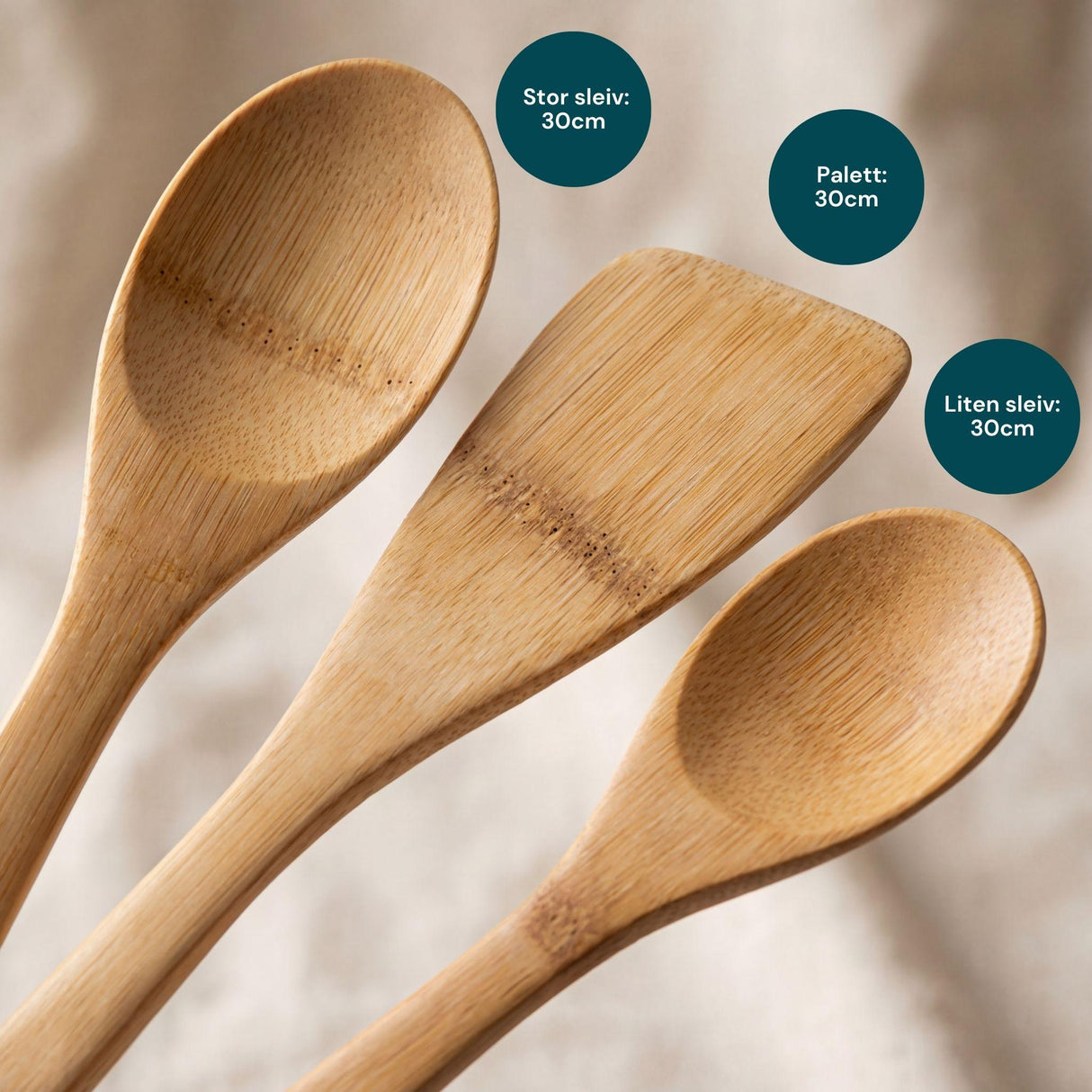 Suztain Kjøkkenutstyr i Økologisk Bambus – Sett med 3 deler