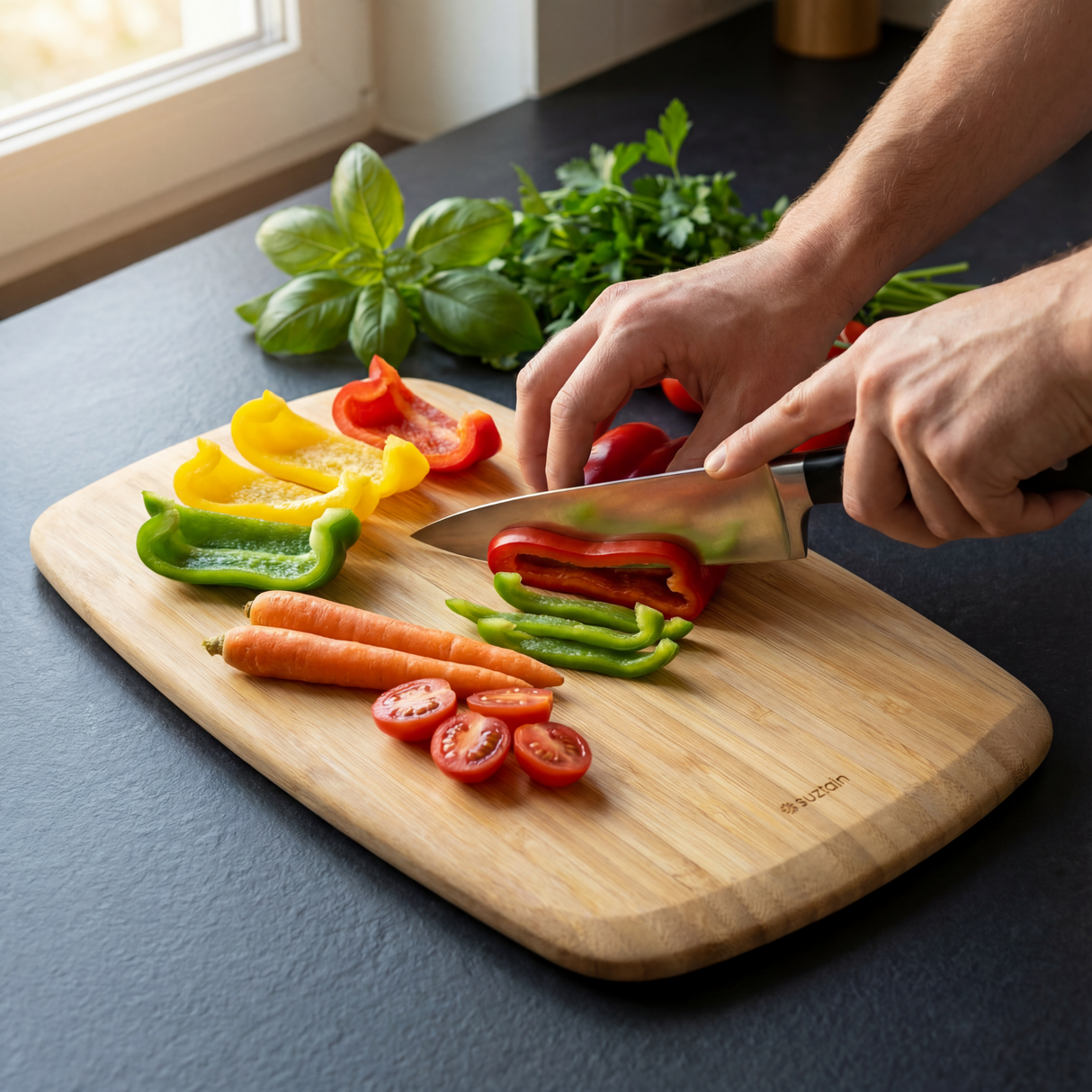 Suztain Skjærebrett med runde hjørner – Økologisk bambus