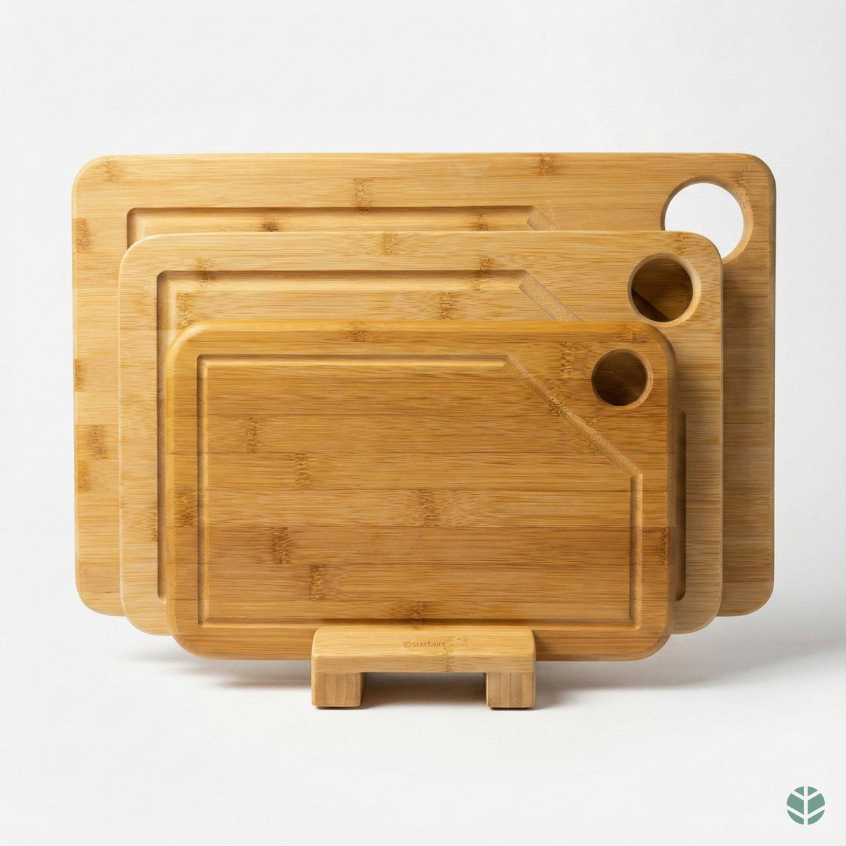 Suztain Skjærefjøler i Økologisk Bambus - Sett med 3 inkl. Holder