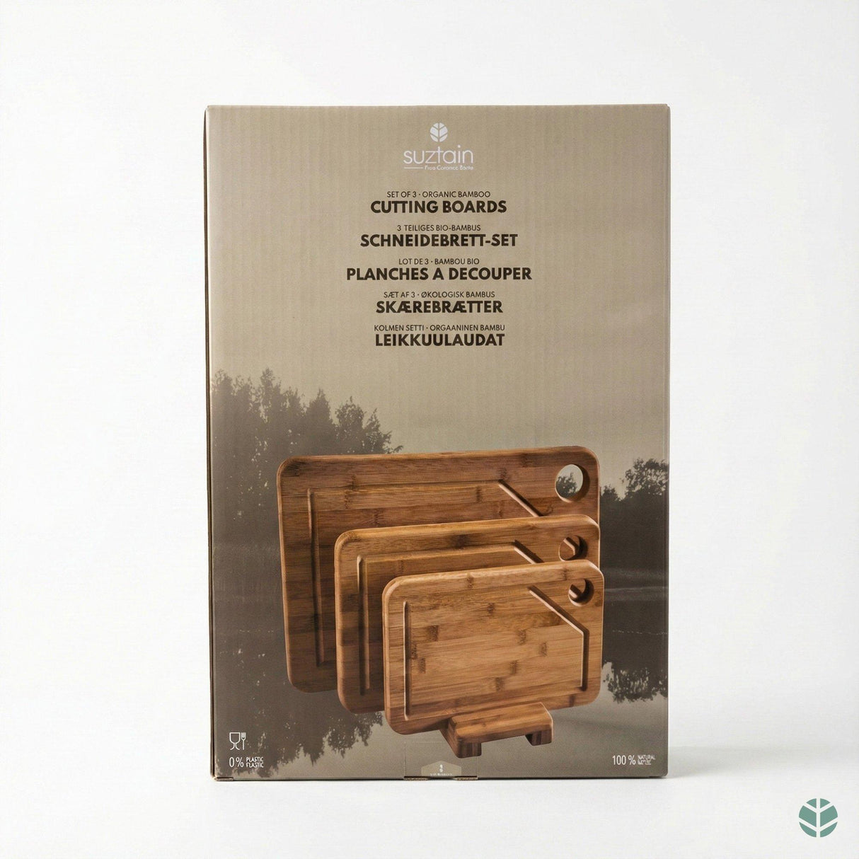 Suztain Skjærefjøler i Økologisk Bambus - Sett med 3 inkl. Holder