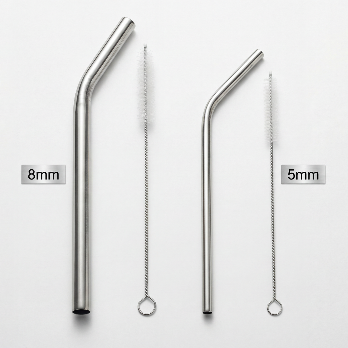 Suztain Sugerør i stål - 8mm - 6stk