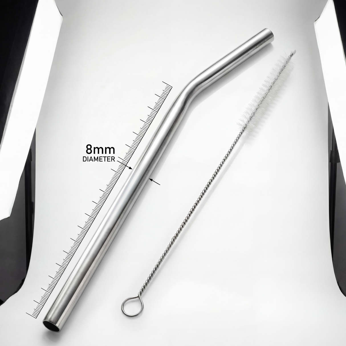 Suztain Sugerør i stål - 8mm - 6stk