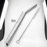 Suztain Sugerør i stål - 8mm - 6stk