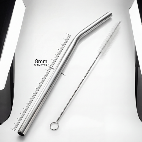 Suztain Sugerør i stål - 8mm - 6stk