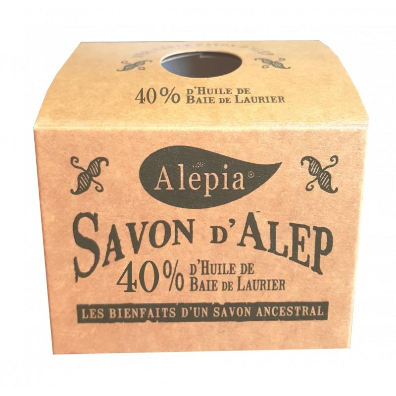 Alépia Alepposåpe 200g lys beige i pappemballasje med synlig logo og tekst på forsiden