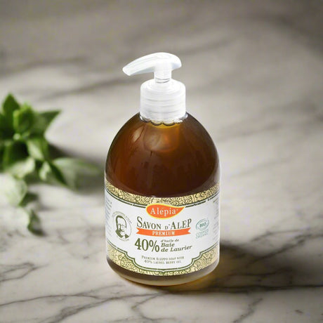 Alépia Liquid Aleppo Soap - 40% Bay oil - Økologisk - 500ml - Suztain.no 