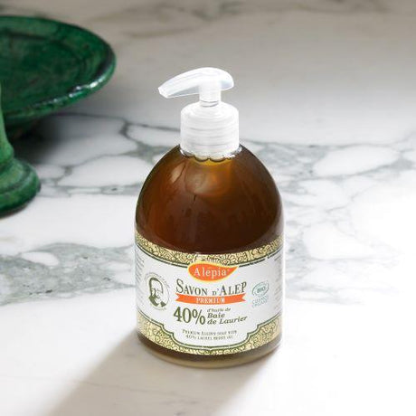 Alépia Liquid Aleppo Soap - 40% Bay oil - Økologisk - 500ml - Suztain.no 