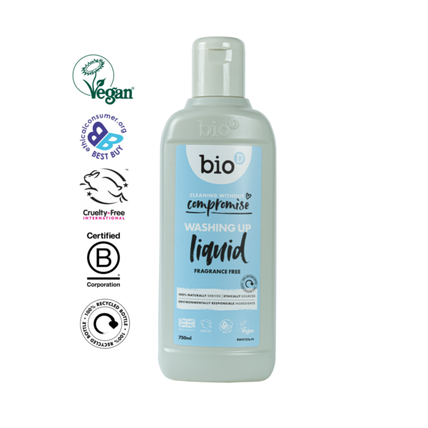 BIO-D - Flytende oppvaskmiddel - Uparfymert - 750ml - Suztain.no 