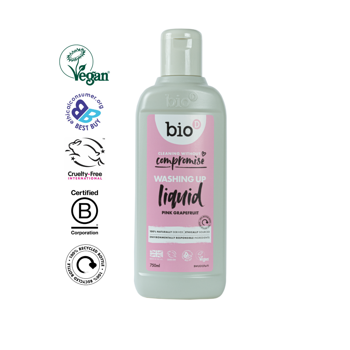 BIO-D - Flytende oppvaskmiddel - Grapefrukt - 750ml - Suztain.no 