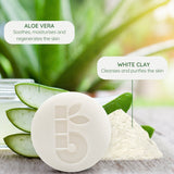 Bambaw Barbersåpe Uparfymert Hvit i såpe med logo, med aloe vera og hvit leire som ingredienser