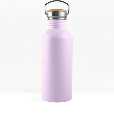 Bambaw drikkeflaske 1000 ml i rustfritt stål med bambuslokk, Lavender