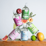Bio-D Antibakteriell Håndsåpe Lime & Aloe Vera 500ml i plastflaske, stablet med andre varianter og frukt