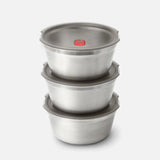 black+blum Matboks Rund 650ml Sølv i rustfritt stål, tre beholdere stablet oppå hverandre