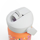 CamelBak Thrive Flip Straw Kids Drikkeflaske 0,35L Butterfly Rainbow i rustfritt stål, sett ovenfra med åpen tut