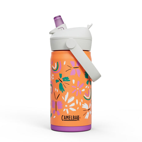 CamelBak Thrive Flip Straw Kids Drikkeflaske 0,35L Butterfly Rainbow i rustfritt stål, sett forfra
