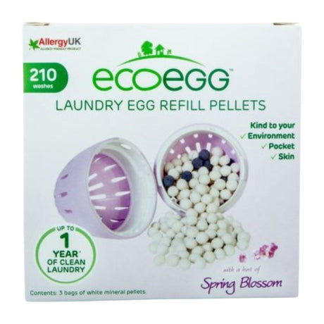 Ecoegg vaskemiddel refill 210 vasker Blomsterduft i pappeske, vist i emballasje med produktinformasjon
