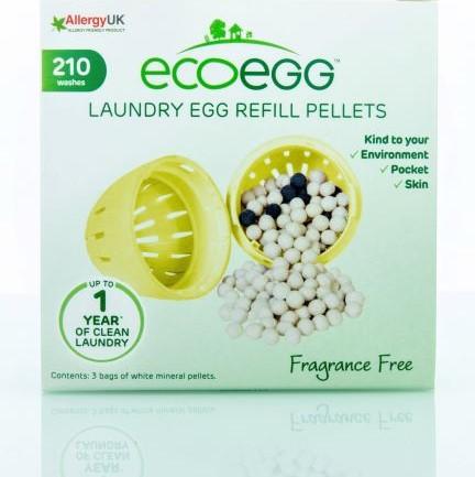 Ecoegg Vaskemidler og tilbehør, Refill 210 vask Uparfymert i pappemballasje, med innhold vist