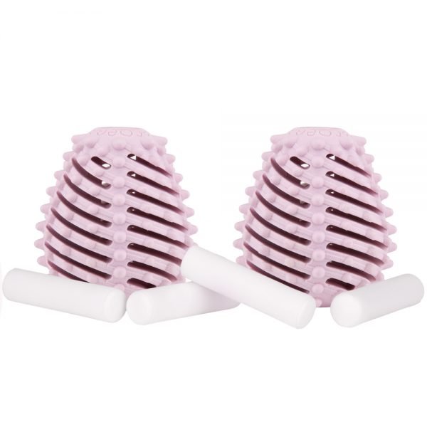 Ecoegg Refill for Tørkeegg, Spring Blossom og Fresh Linen, i plast og porselen, to tørkeegg med hvite porselensstaver